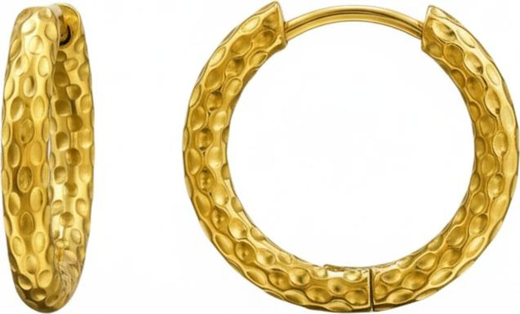 Goldfarbene Huggie-Creolen aus Edelstahl mit Schlangenhaut-Muster Gold Unisize Maxte