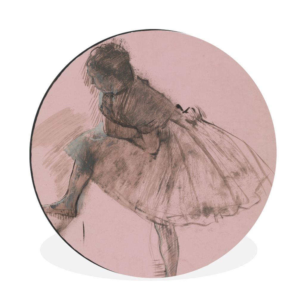 MuchoWow Aluminium Wandkreis Studie einer Balletttänzerin - Gemälde von Edgar Degas Ø 60 cm Wanddeko Modern Wohnzimmer - Wand Kreis - Wandbild...