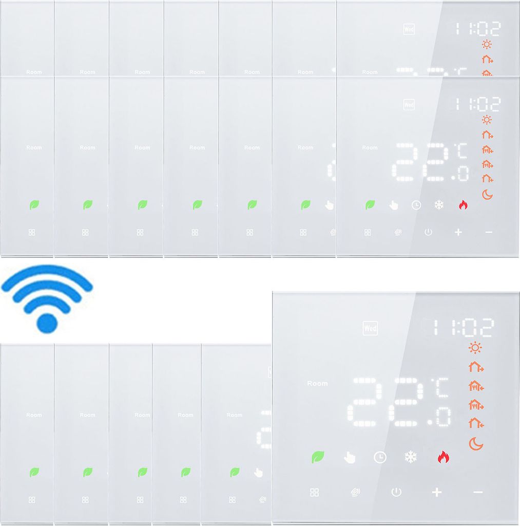20x Smart Tuya WiFi-Thermostat Raumthermostat, Digital LCD Thermostat Wandthermostat fuer 3A Warmwasserbereitung Programmierbares Fussbodenheizung,...