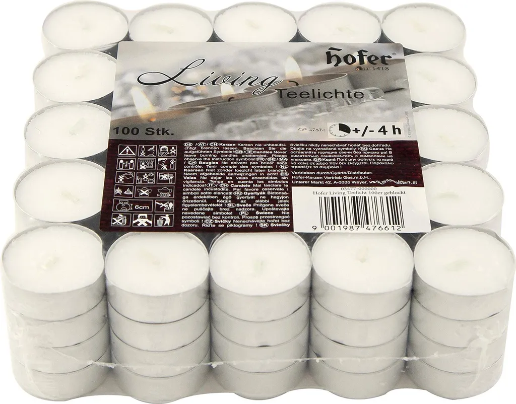 hOFER Tea Light 1000 Pezzi - Lumini Bianchi 4h per Ristorazione e Hotel