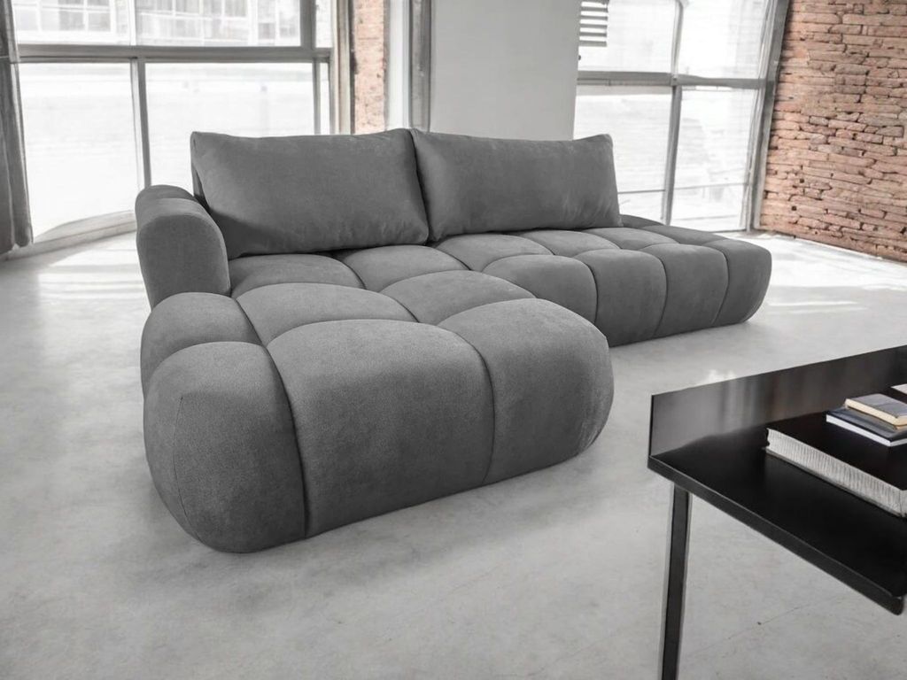 Ecksofa Milano Wolke 280x165 mit schlaffunktion bettkasten Grau Monolith 85 Links