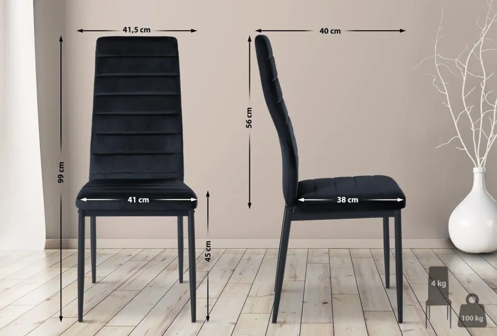 Sedia da Pranzo Premium: Metallo Nero e Seduta Morbida Soft-Touch - 2