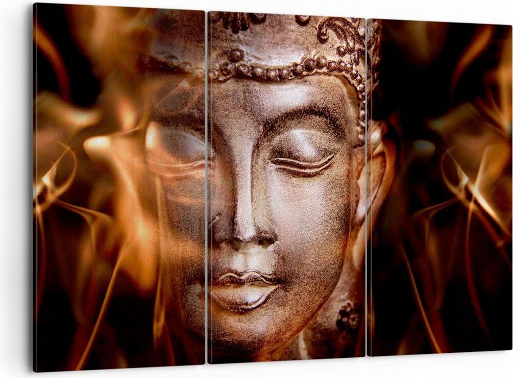 Bild auf Leinwand - Leinwandbild - Buddha Statue Geheimnis - 105x70cm - Wand Bild - Wanddeko - Leinwanddruck - Bilder - Kunstdruck - Wanddekoration...