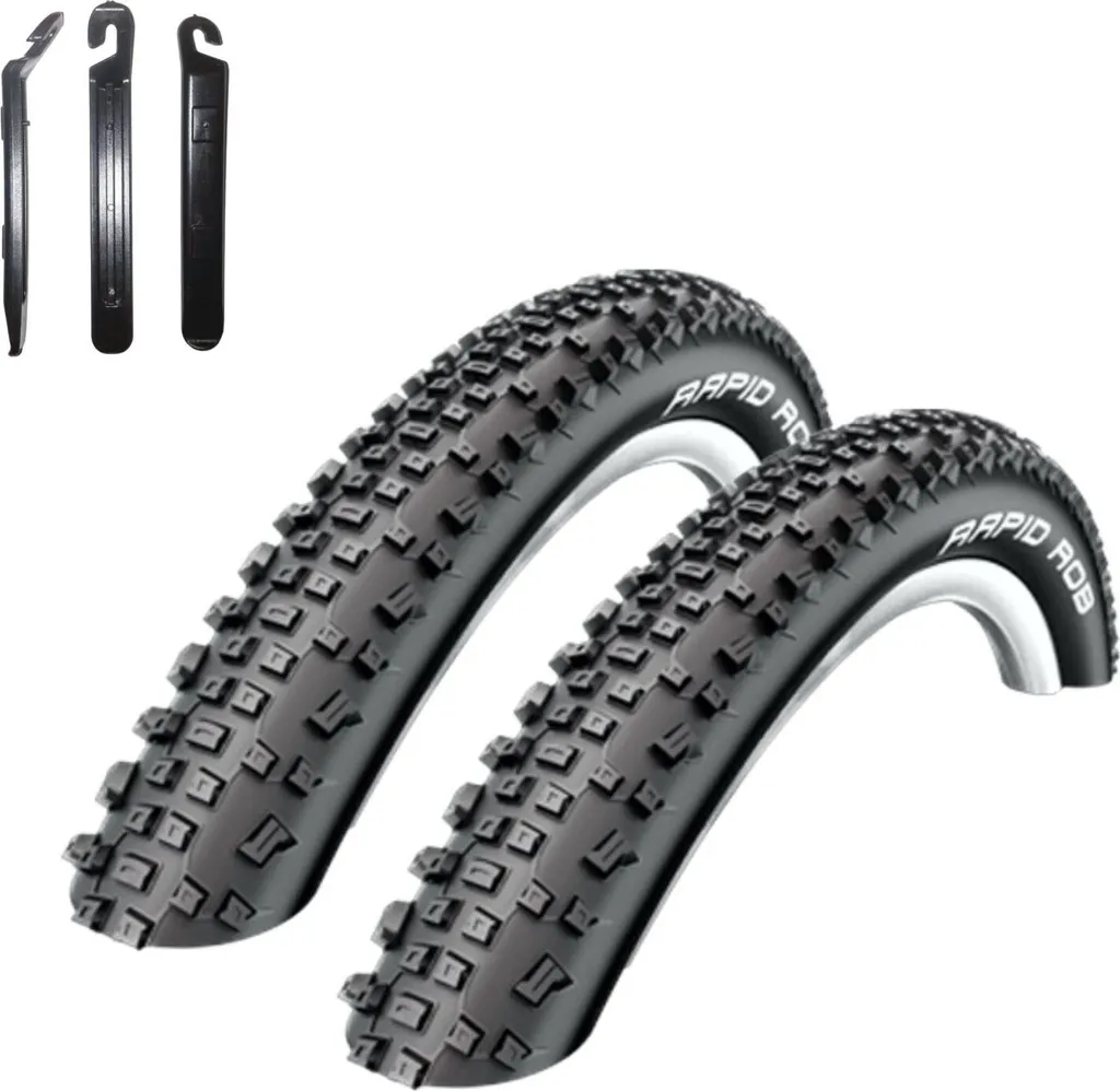 2 Pneus vélo Schwalbe 29 pouces Rapid Rob 54-622 avec 3 démonte-pneus