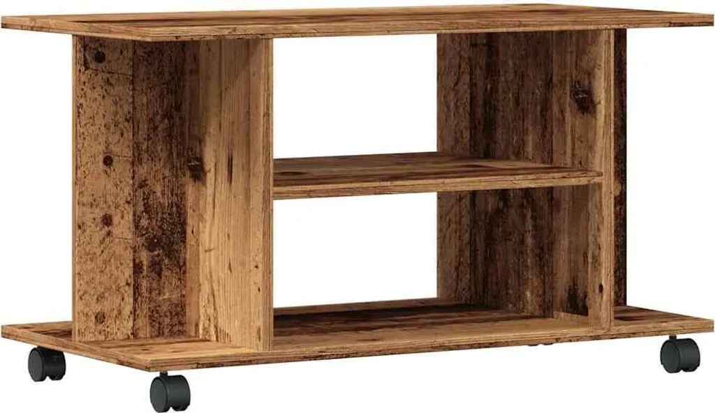 Mobiletto TV vidaXL 80x40x45 cm Effetto Rovere Antico Ruote