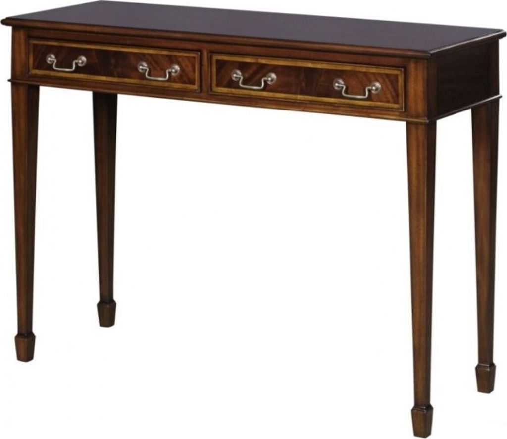 Casa Padrino Jugendstil Mahagoni Konsole Braun 102,5 x 36,3 x H. 78,6 cm - Luxus Jugendstil Konsolentisch mit 2 Schubladen