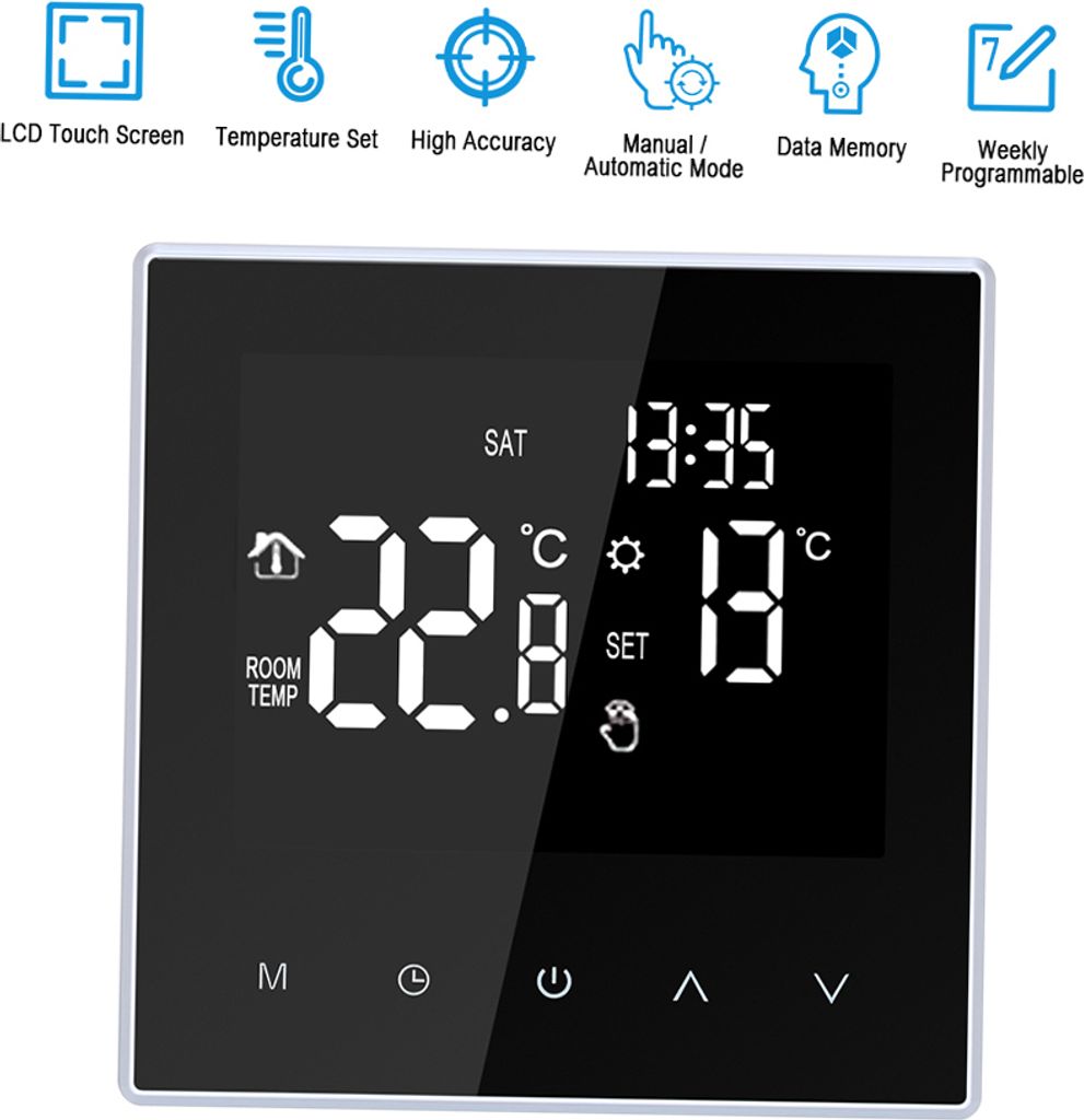 10X inteligentní digitální pokojový termostat LCD pro 16A Obrázek produktu 