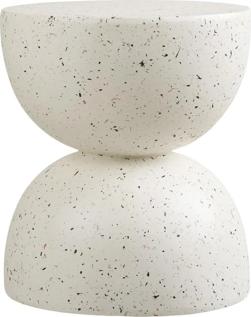 Table basse de jardin en métal Ø40cm Nika - Plateau rond blanc cassé