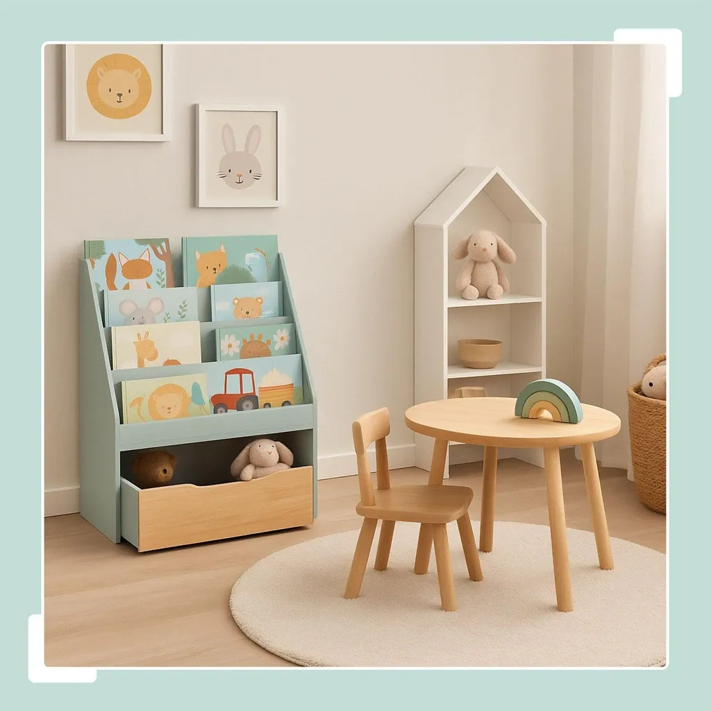Bibliothèque enfant avec coffre à jouets et bacs de rangement XXL - 2