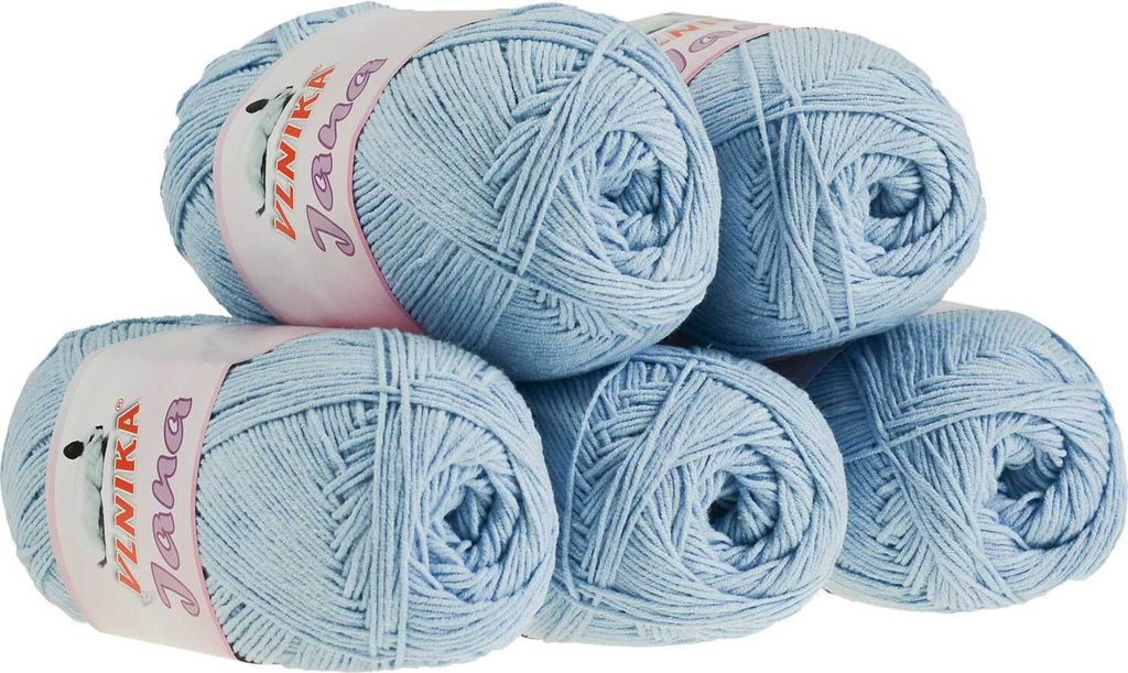 5 x 100g Strickgarn Jana Häkelgarn Strickwolle Häkelwolle, Farbauswahl, Farbe:babyblau