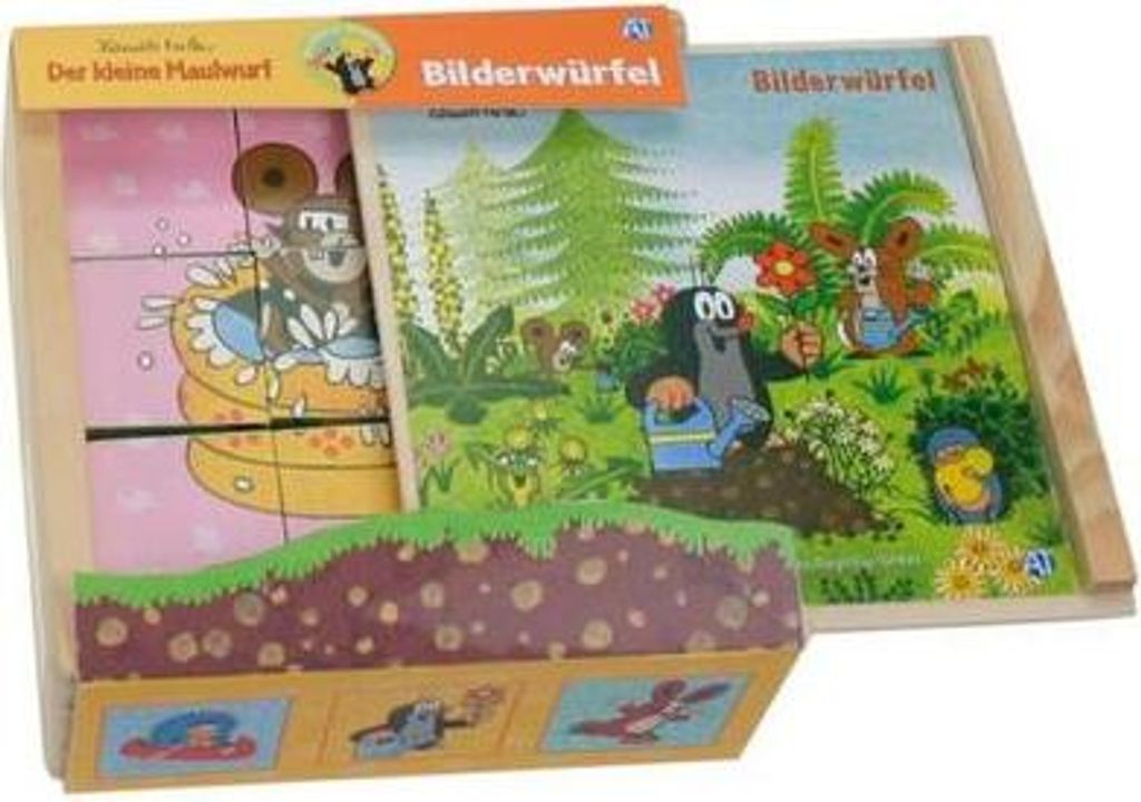 Trötsch 39225 - Bilderwürfel kleine Maulwurf, Holzschachtel