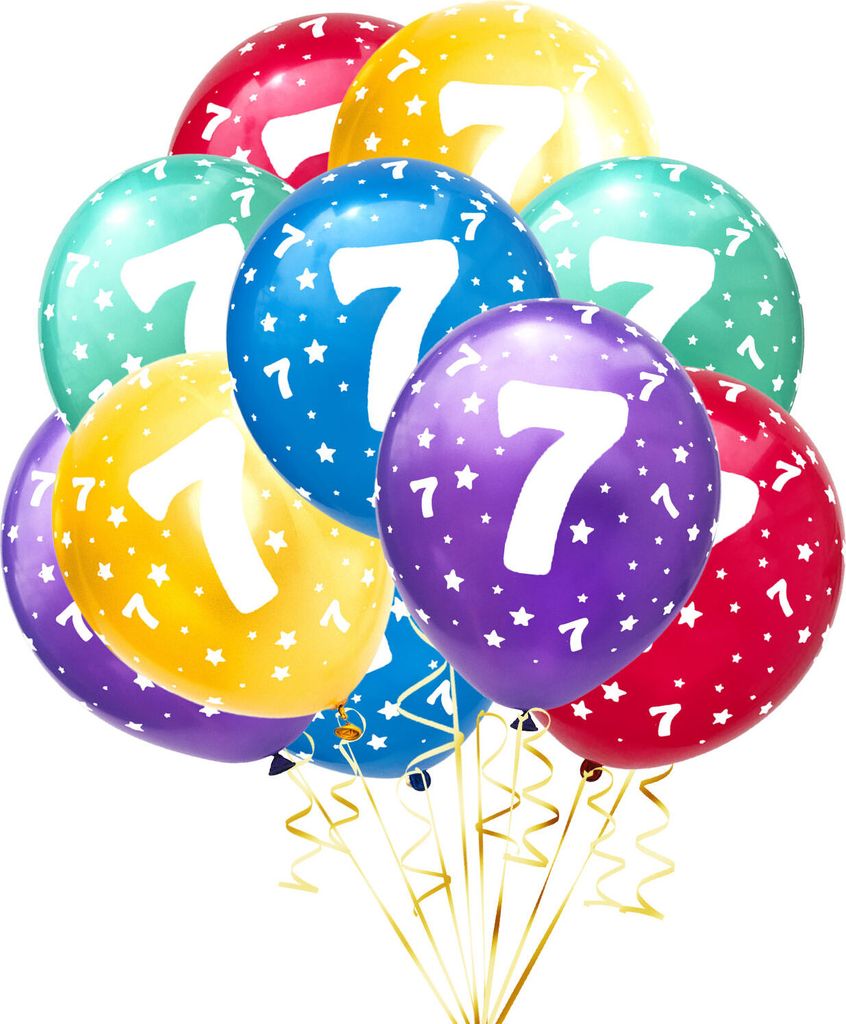 Oblique Unique Luftballon Set Zahl 7 für 7. Geburtstag Kindergeburtstag Party 10 Deko Ballons Geburtstagsdeko bunt