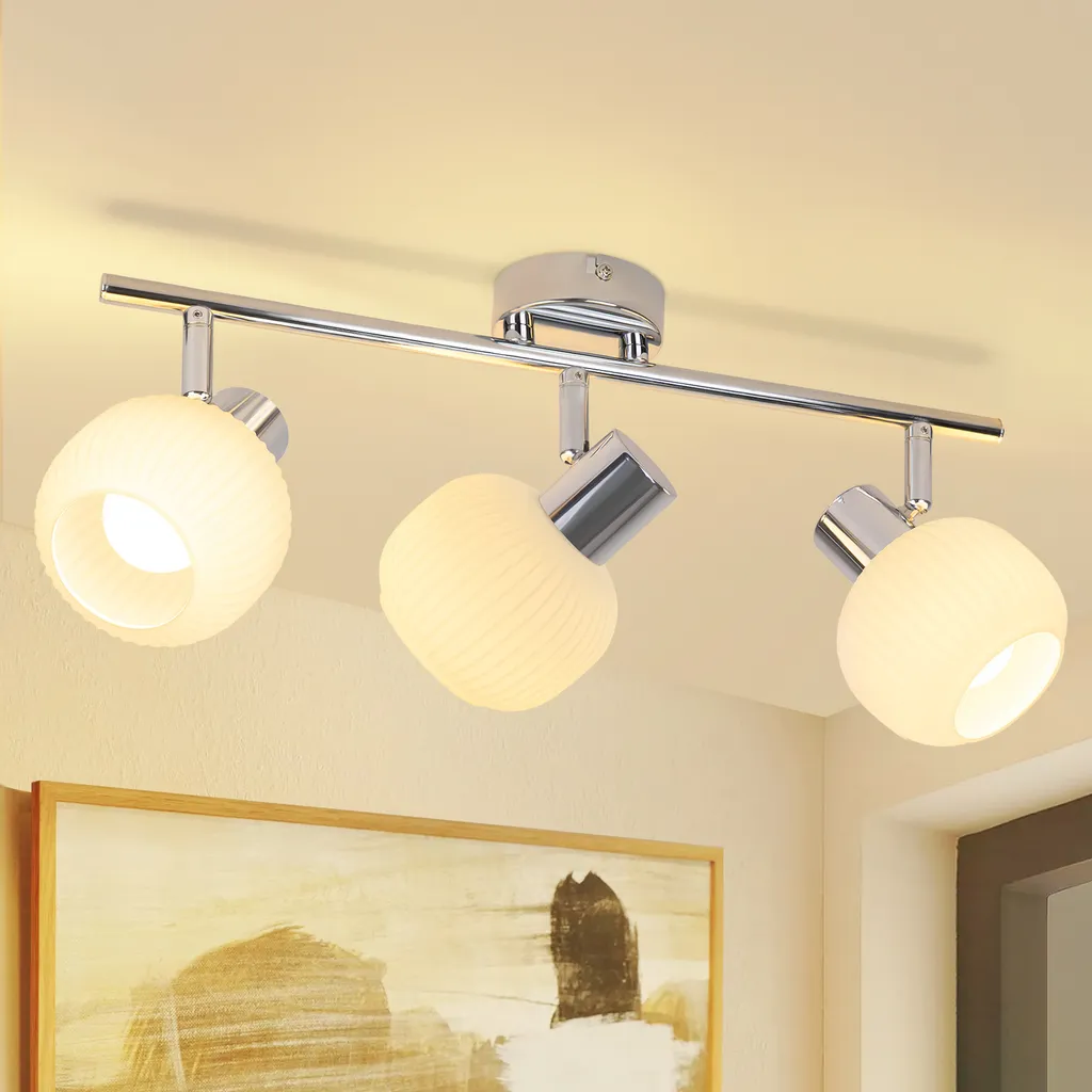 ZMH Lampada Soffitto Camera Letto | 3 Luci Vetro Bianco Vintage E14