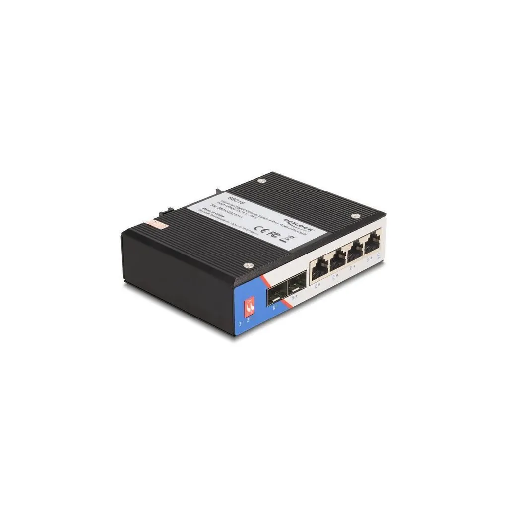 Delock Switch Ethernet Gigabit Industriel 4 Ports RJ45 et 2 SFP Rail DIN