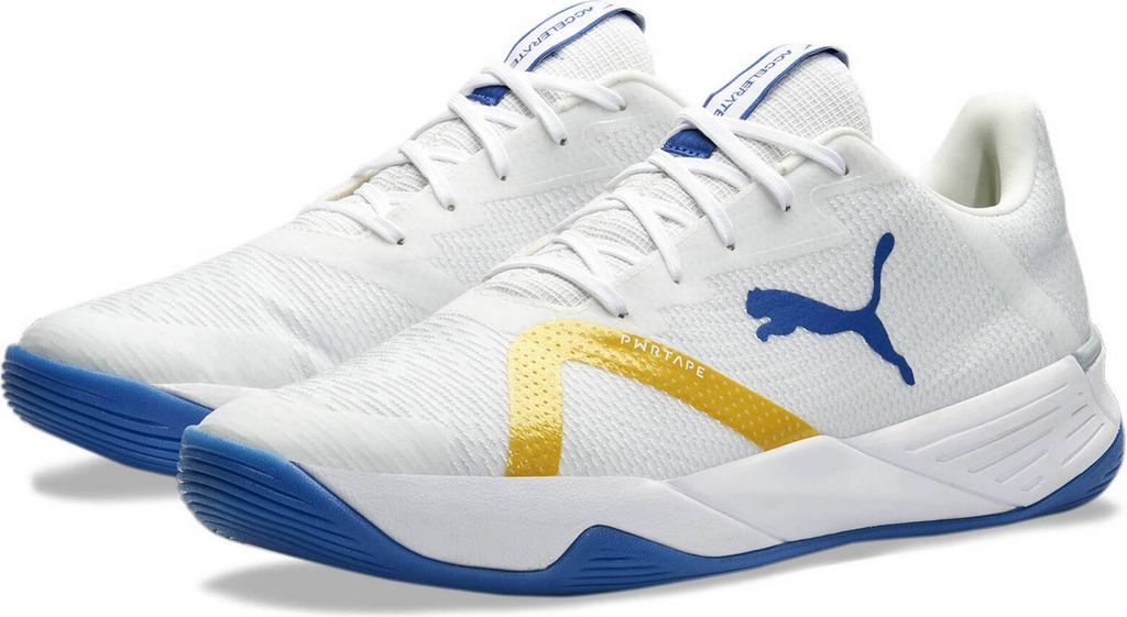 PUMA Accelerate Turbo Nitro II Handballschuhe Unisex puma white/lake blue/tangerine/pristine 43