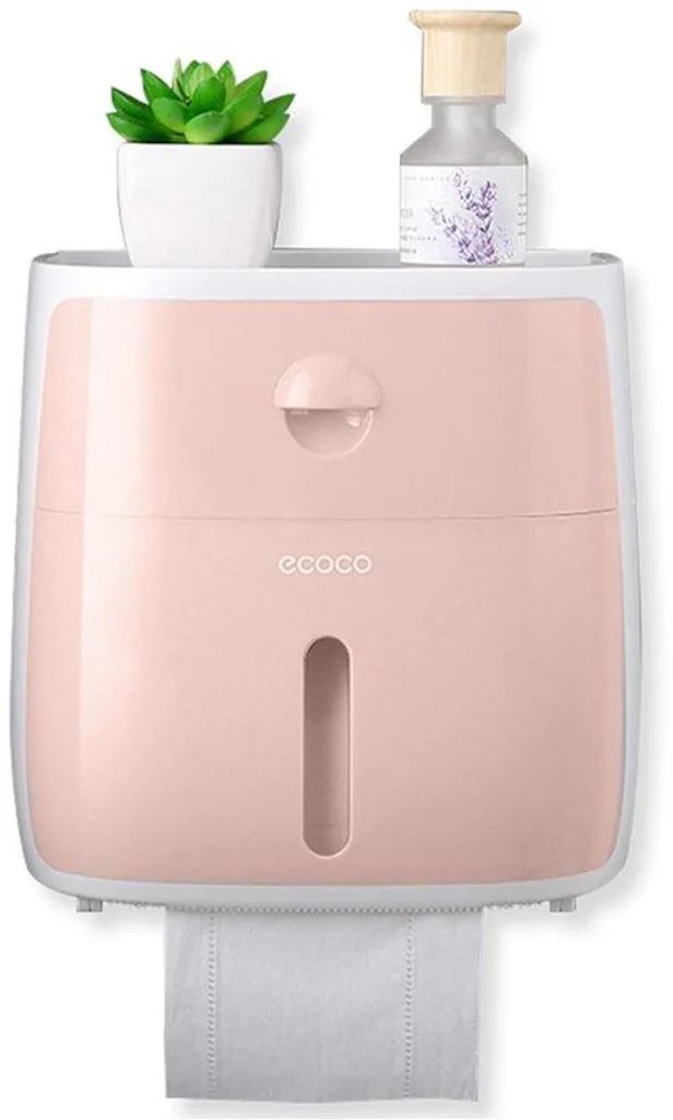Rangement papier toilette rose pour petite salle de bain avec fenêtre