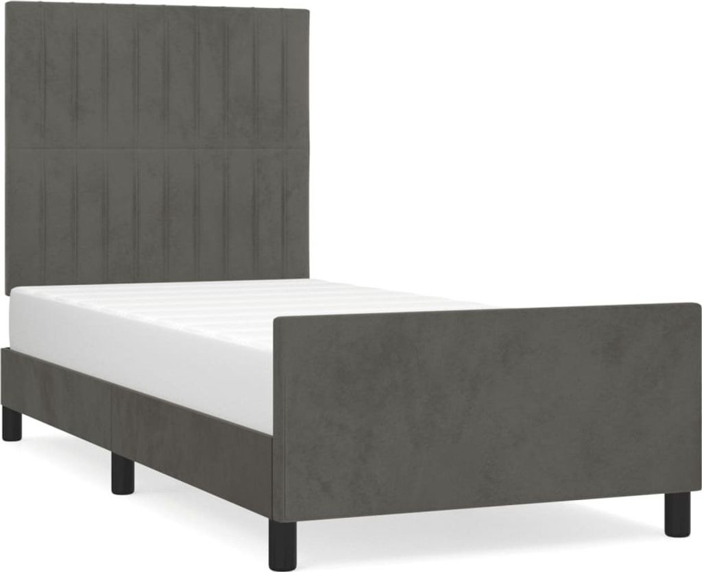 "im Sonderangebot"Bettgestell Stylishces - Einzelbett/Jugendbett mit Lattenrost - ohne Matratze - Dunkelgrau 90x200cm Samt - Klassische Betten DEM...