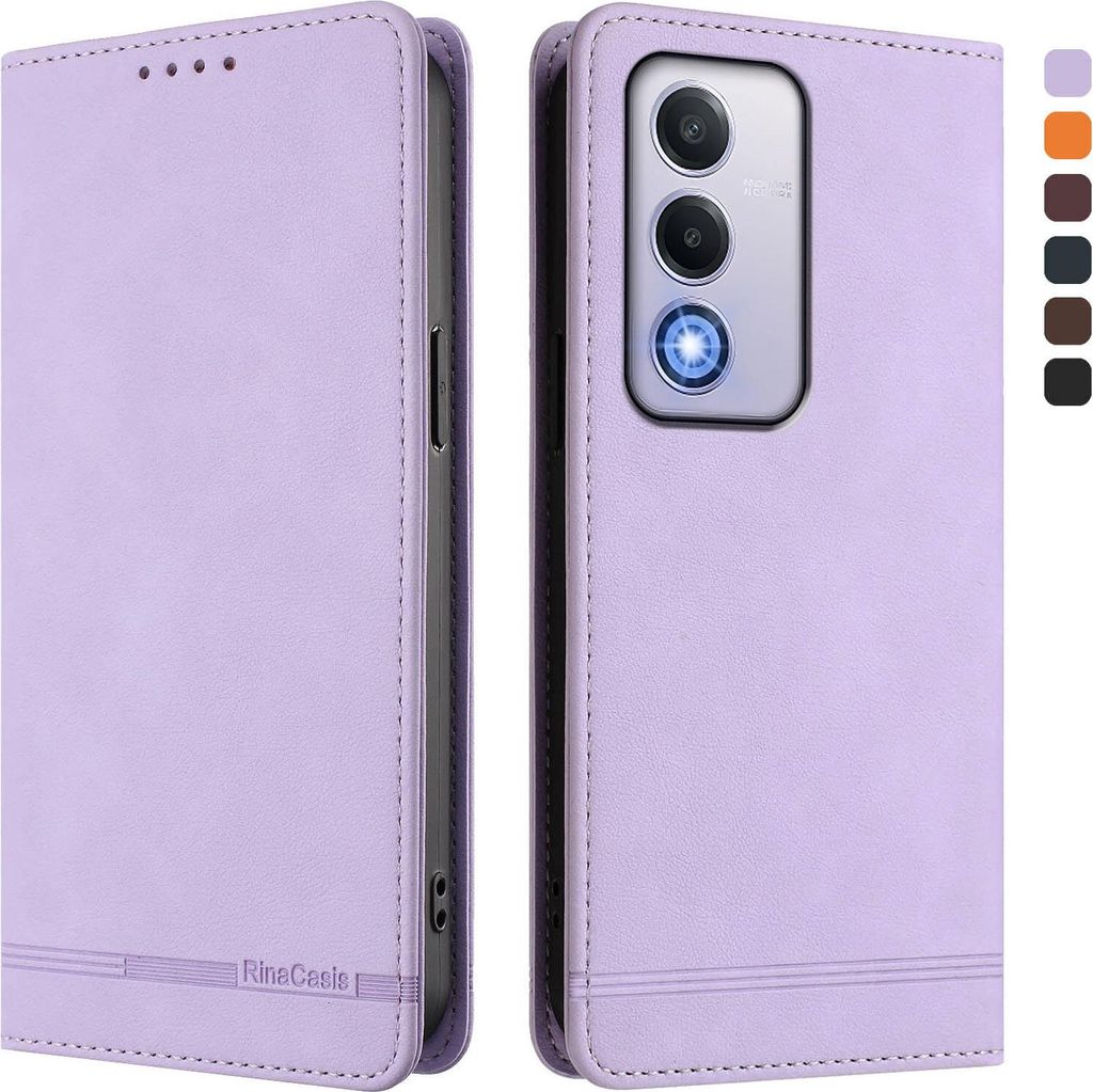Hülle für Oppo A80 5G, Retro Kunstleder Ständer Klapphülle mit Kartenfächer und Magnetische Violett