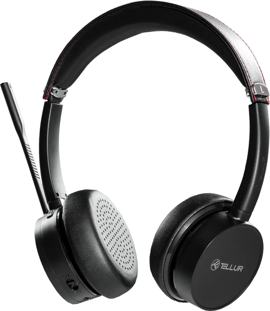 Casque Audio Sans Fil Tellur Voice Pro pour Bureau et Télétravail Noir