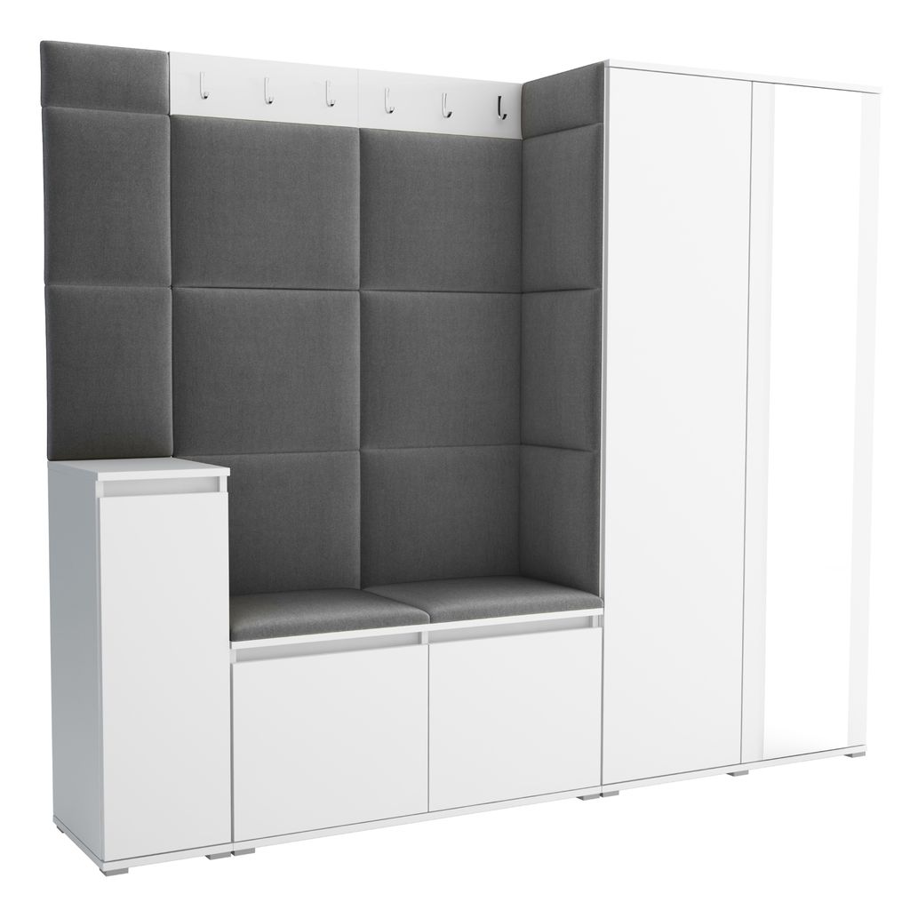 Garderobe LUTON 8 WHITE 33 - Farbe: weiß, moderne Garderobe Produktbild 