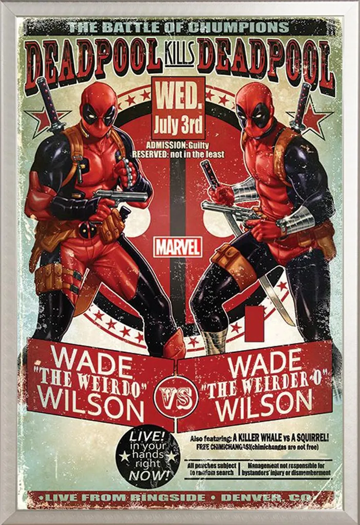 Affiche encadrée Deadpool Wade Vs Wade sous cadre aluminium luxe argent