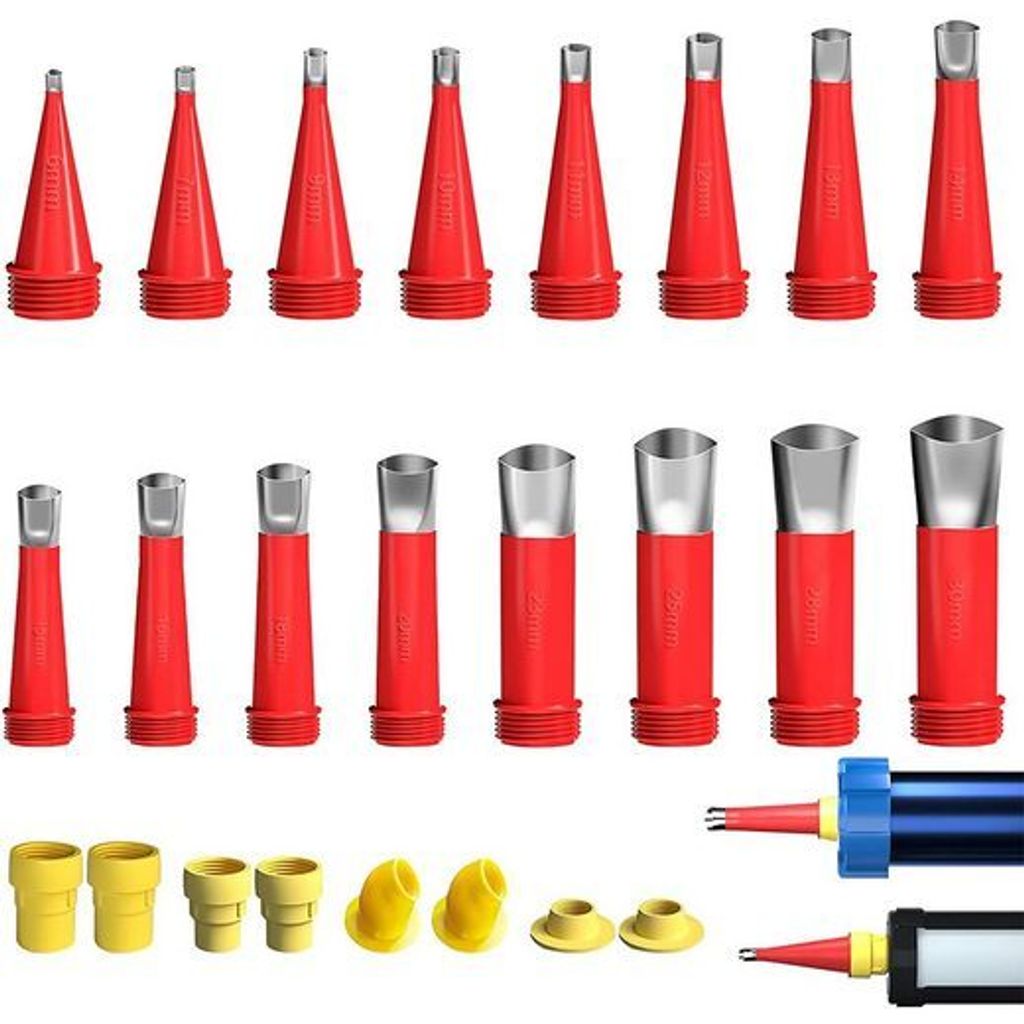 Heißklebepistole 24 Stück Edelstahl Dichtungsdüse Silikon, Dichtmittel Abdichten Düsen