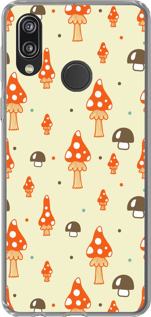 MuchoWow Handyhülle Schutzhülle Hülle für Telefoonhoesje Huawei P20 Lite (2020) Muster - Pilz - Orange Silikon Softcase Handy Hülle - Karten...
