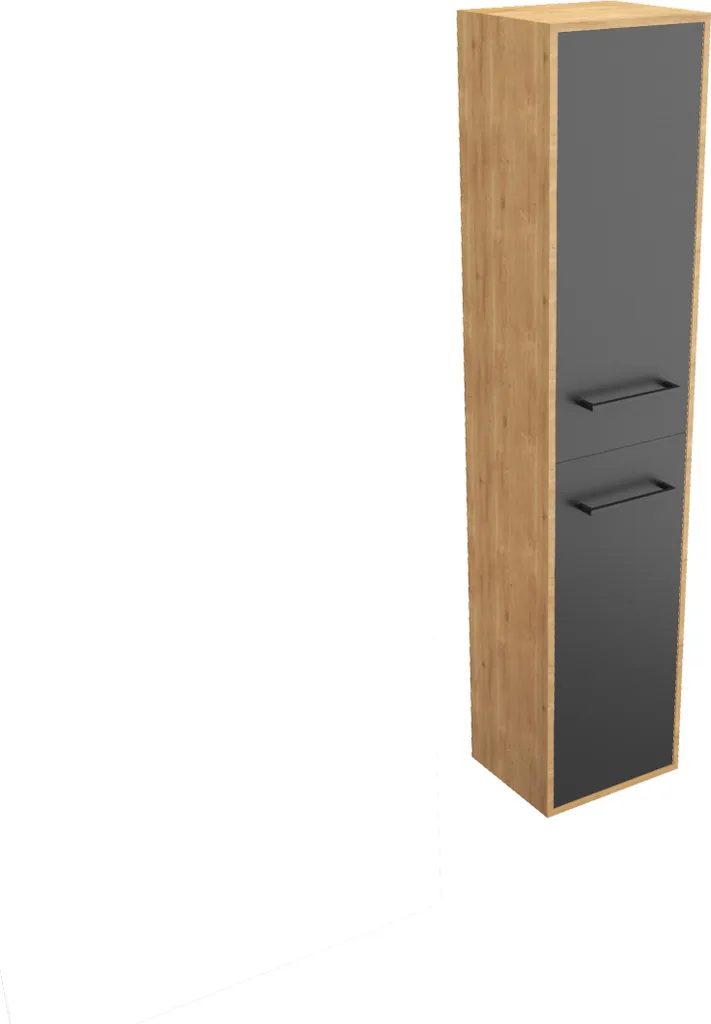 Meuble colonne de rangement salle de bain chêne et noir mat 150 cm