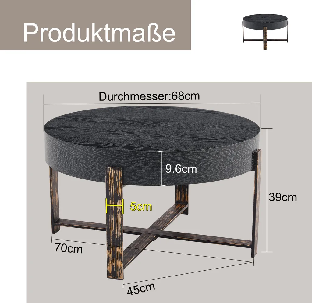 Table Basse Stable Noire 68cm : Solution Design pour Salon et Séjour