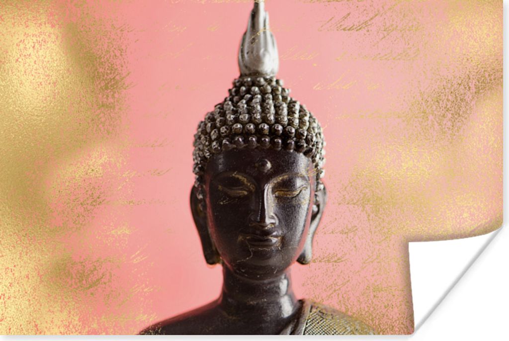MuchoWow Poster Buddha - Gelb - Rosa 120x80 cm - Bilder