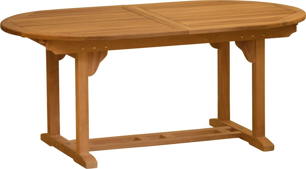 Teak Ausziehtisch Brighton oval 150 x 100 cm premium Teakholz Gartentisch ausziehbar naturbelassender Teaktisch