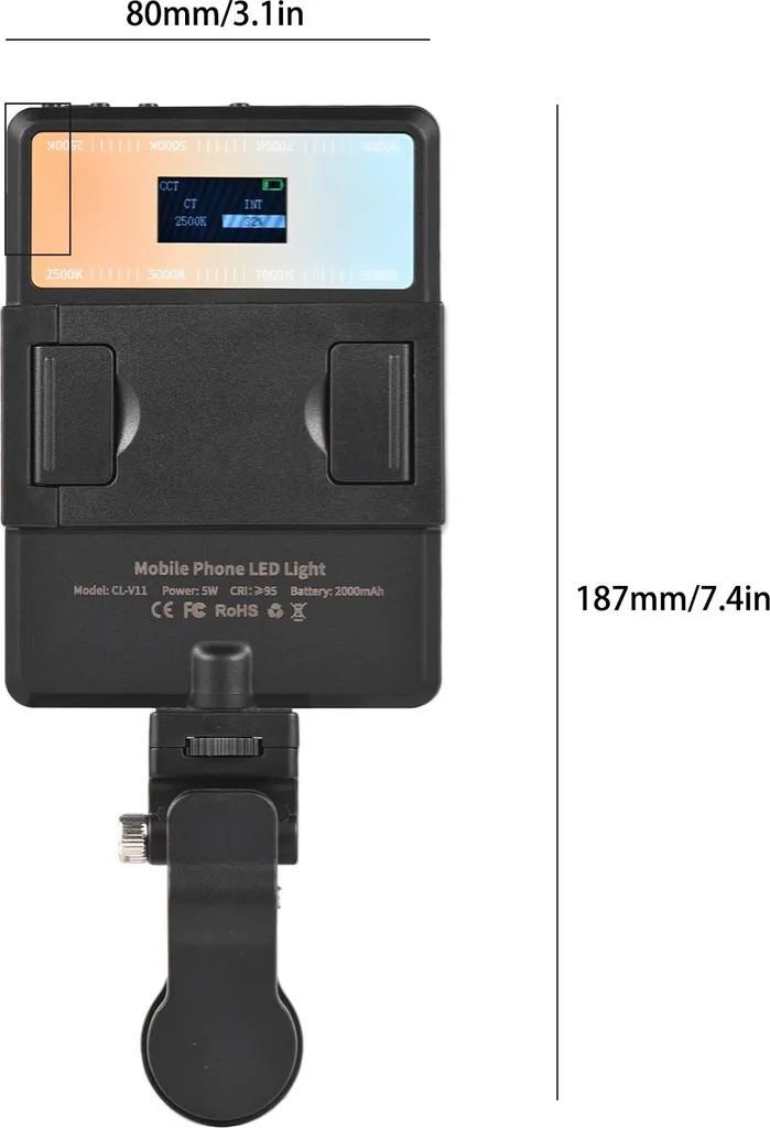 Lampe pour Diffusion en Direct et Home Studio LED avec Batterie Intégrée - 5