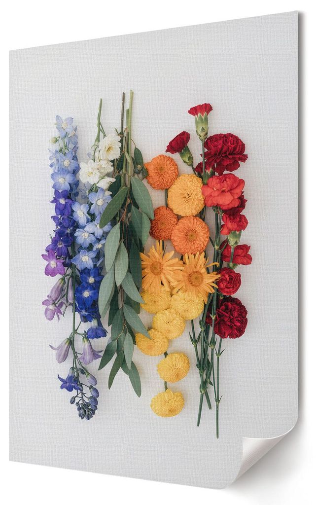Bunte Blumen- Kunstdruck A2 (42x59 cm) - Dekorativ, romantisch, japanisch- Wandbild für Wohnzimmer Schlafzimmer & Flur, Modernes Poster Wanddeko, ...
