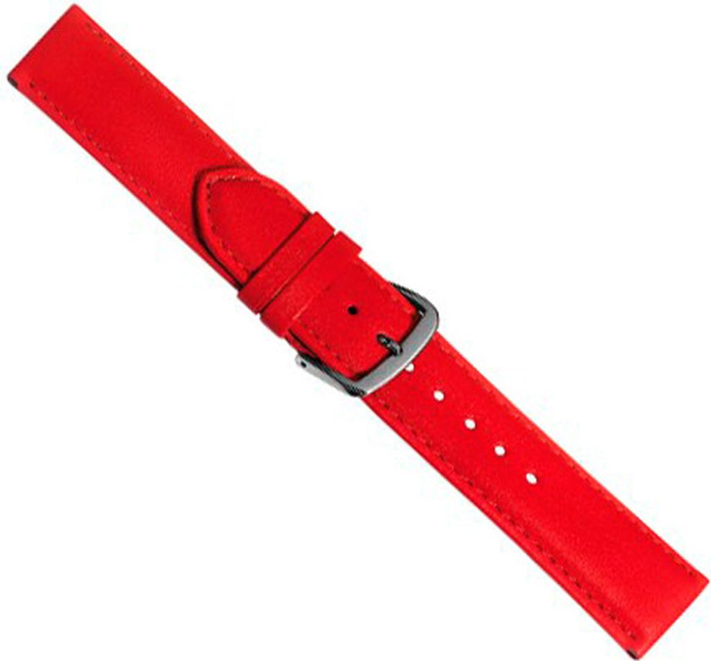 Uhrenarmband rot aus weichem Leder mit Ziernaht 20415S, Stegbreite:22mm