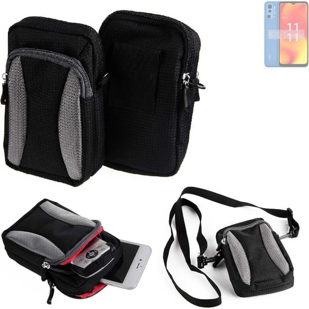 K-S-Trade Holster Schutz Hülle kompatibel mit Lava Blaze Pro Handy Hülle Gürteltasche Umhängetasche mit Zusatzfach schwarz