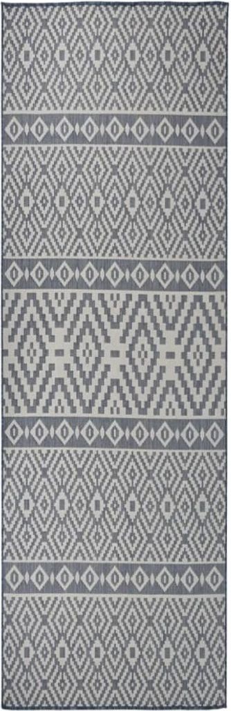 Outdoor-Teppich Flachgewebe 80x250 cm Blau Gestreift