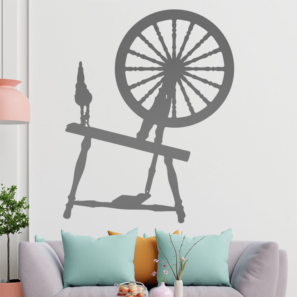 KIWISTAR Spinnrad - Spinnstuhl Stoff Spinnerei Wandtattoo in 6 Größen - Wandaufkleber Wall Sticker - Dekoration, Küche, Wohnzimmer, Schlafzimmer...