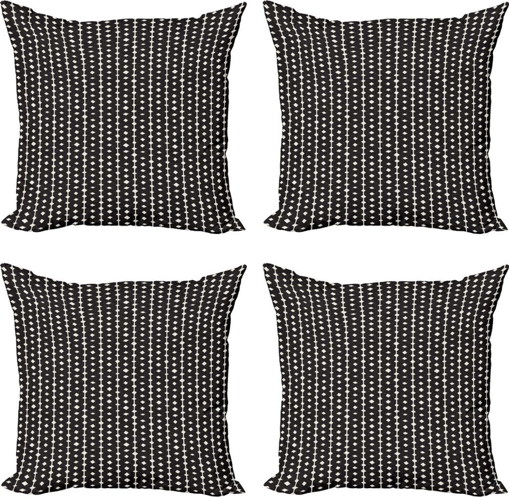ABAKUHAUS Abstrakt Kissenbezug Set (4 Stück), Rhombus-Linie Kunst, Moderner Doppelseitiger Digitaldruck, 45 cm x 45 cm, Seal Brown und Elfenbein