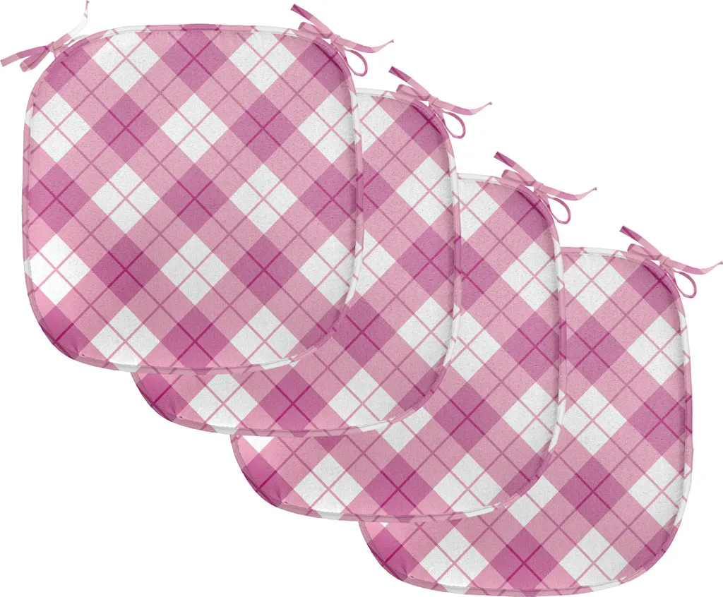 Coussins de Chaise Déperlants avec Attaches - Motif Pastel Rose et Blanc