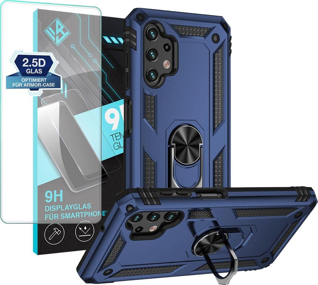 Armor Outdoor Handyhülle für Samsung Galaxy A13 Handy Panzer Case Schutzhülle mit 9H Displayglas Displayschutz Farbe: Blau