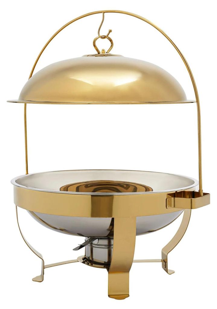 Chafing Dish Buffet Set - Runder Buffetwärmer/Speisenwärmer - 8 L - Edelstahl - Für Hotels, Kantinen, Restaurants - Gold