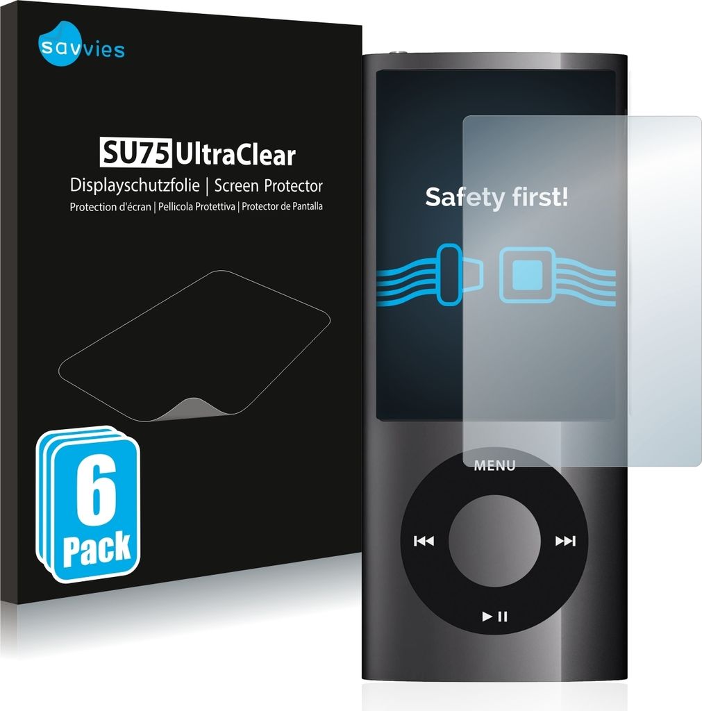 6x Für Apple iPod nano 2009 (5. Gen.) Schutzfolie Savvies Displayschutz Display Schutz Folie Klar Transparent