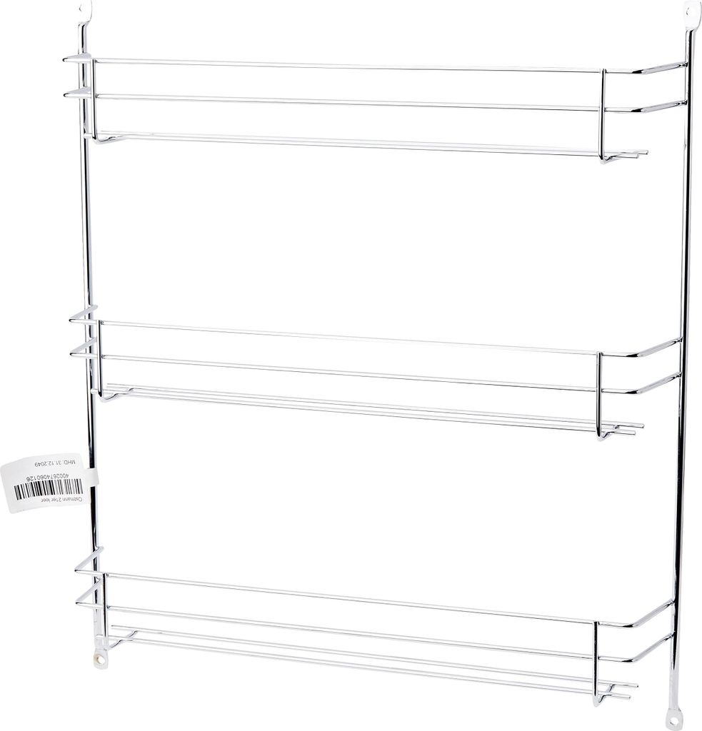 Ostmann Chrom-Gewürzregal für 21 Gewürzdosen leer Gewürz-Ständer ungefüllt Kräuterregal für die Küche, mit 3 Etagen, für die Schranktür,...