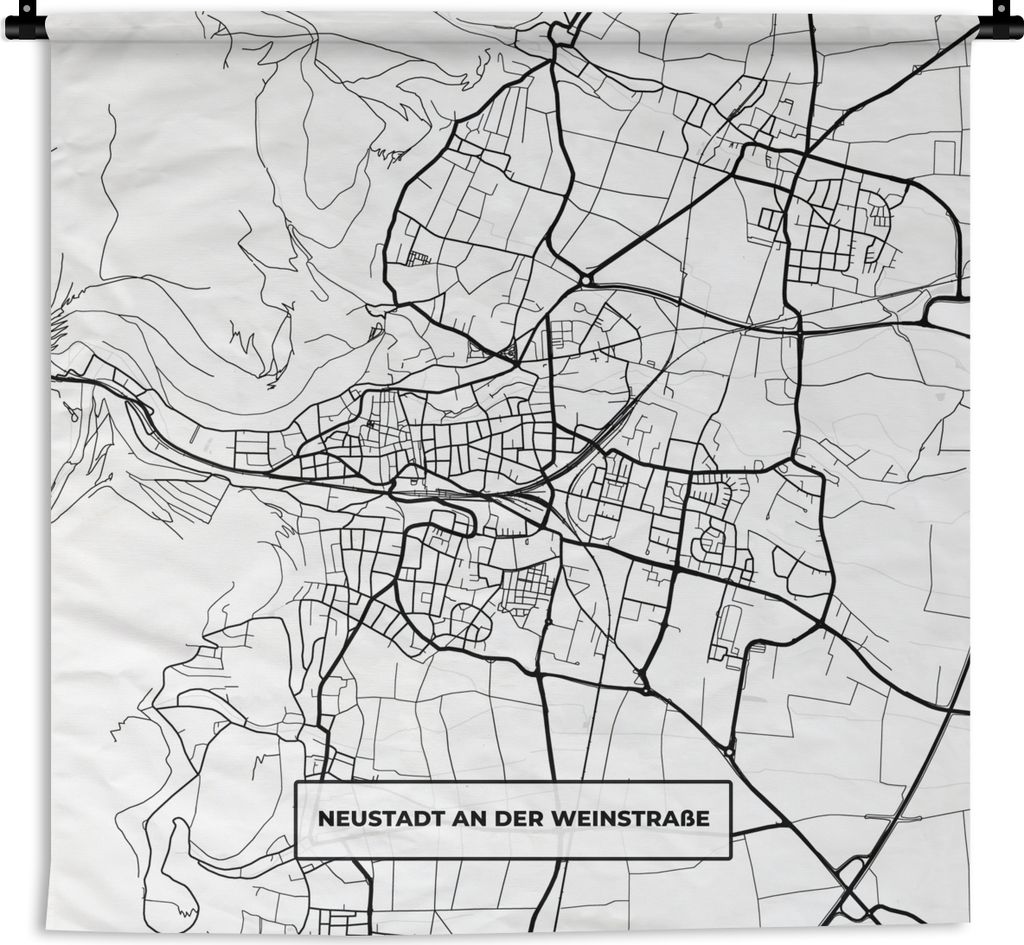 MuchoWow Wandteppich Wandbehang Neustadt an der Weinstraße - Karte - Stadtplan 150x150 cm Tapisserie Dekoration Wandtuch - Wohnaccessoires - Mod...