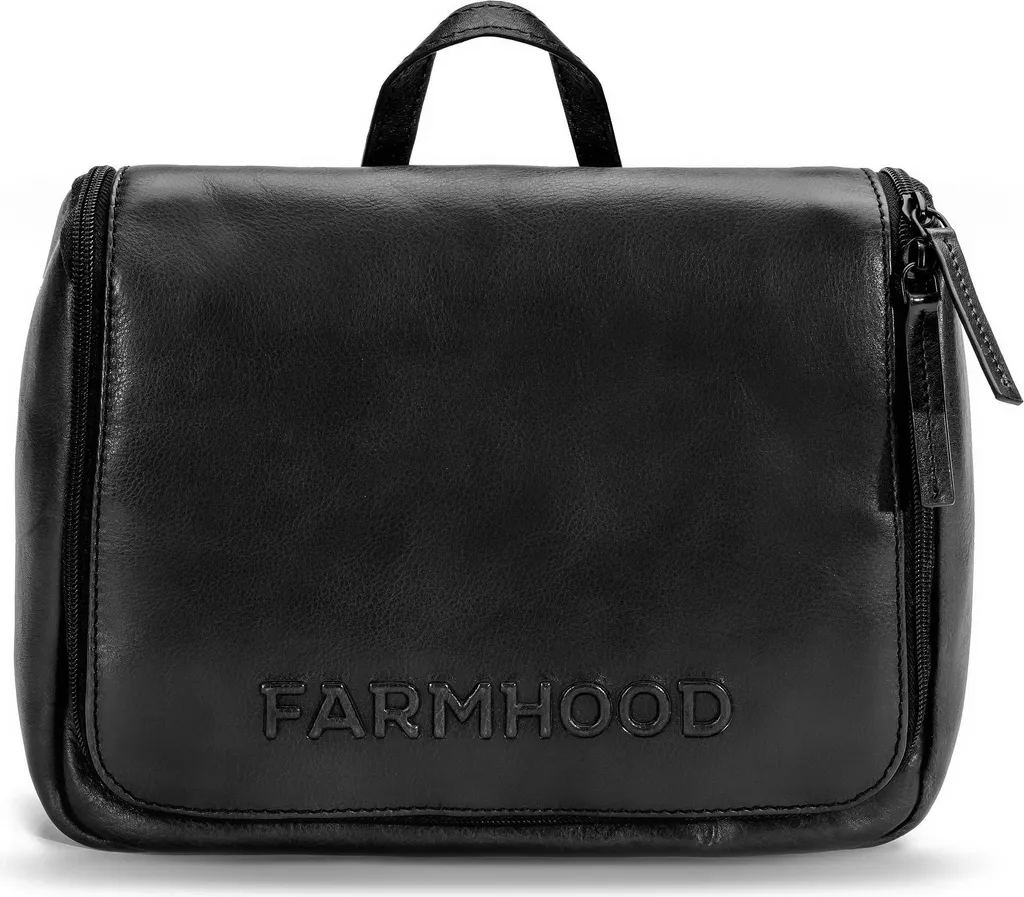 Trousse de Toilette Voyage en Cuir Noir Memphis Farmhood Spacieuse et Chic