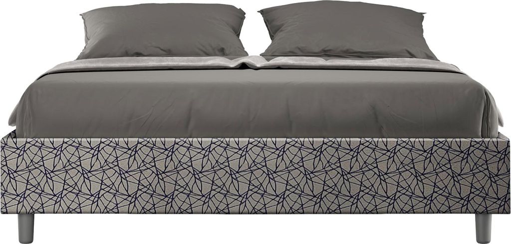 ITYHOME - Gepolstertes Bett ohne Lattenrost 160x200 mit Stoffbezug Era 09 Blau Azelia