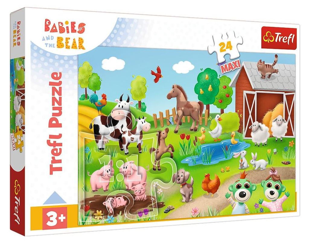 TREFL Puzzle 24 Maxi Babaski und Teddybär, Babaski und Tiere 14372