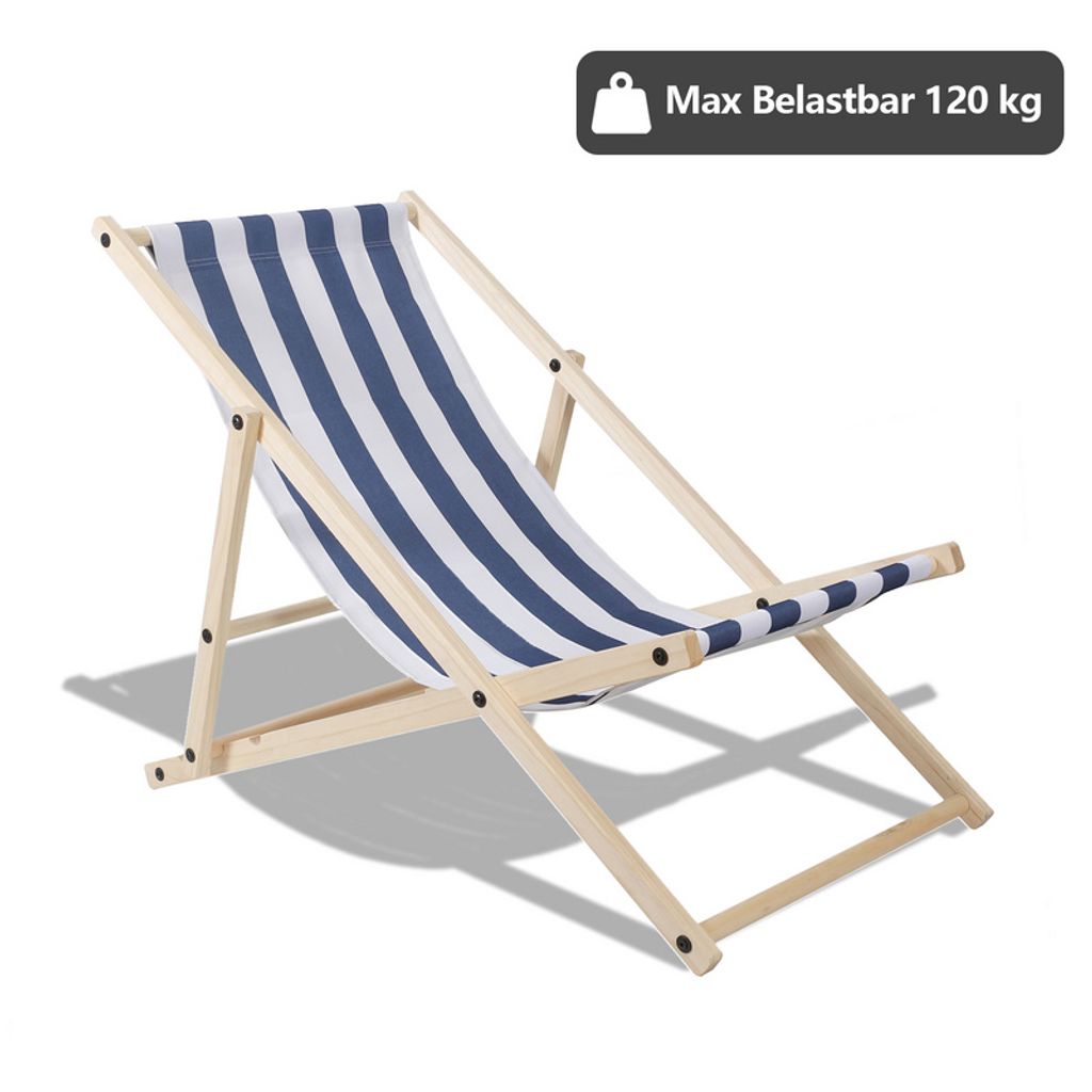 TolleTour Liegestuhl Faltbar Holzliege Gartenliege Gartenstuhl Klappbar Klappbare Holz Blau weiß