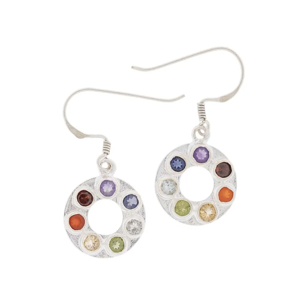Boucles d'oreilles La roue des chakras - Bijoux symboliques en argent