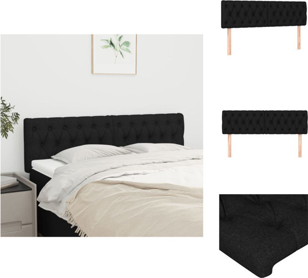 vidaXL Kopfteile 2 Stk. Schwarz 72x7x78/88 cm Stoff - Kopf- & Fußenden